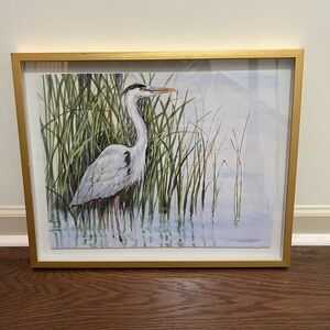 Tim O'Toole 'Heron in the Marsh I Bird Art Print On Paper 16x20” Beach Tropical